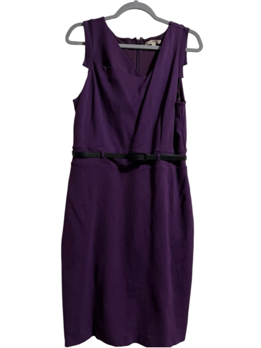 EUC Women's 41 Hawthorn Purple Sleeveless Sheath Dress with Belt Size 10 - Picture 2 of 5